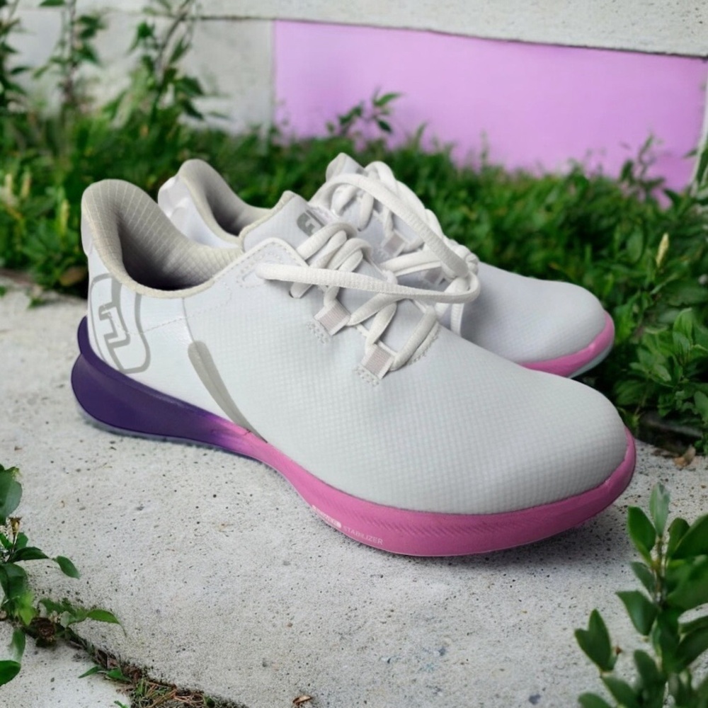 TOP RATED GOLF SHOES by FOOTJOY Sz 6M Wh,Purp/Pink